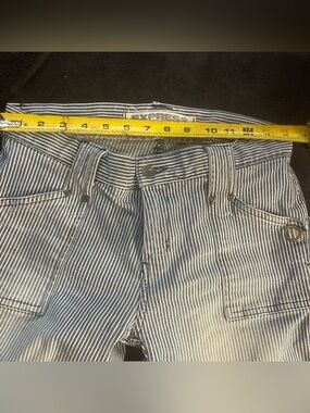 Express Women’s Striped Boyfriend Jeans in Blue and White